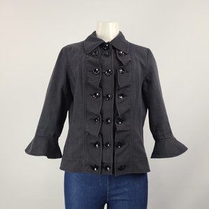 Etcetera Cotton Black Button Up Blazer Size 10